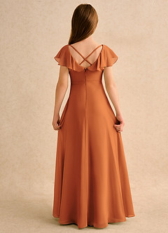 Azazie Nari Girls Formal Blumenmädchenkleider A-Linie mit ärmel Chiffon Kleid Kanel image7