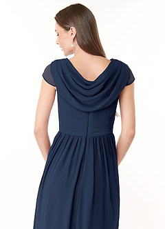 Azazie Organa Bridesmaid Dresses Dark Navy A-Line Pleated Chiffon Dress image6