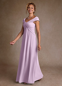 Azazie Myrtle Mother of the Bride Dresses Frosted Lilac A-Line Pleated Chiffon Dress image4