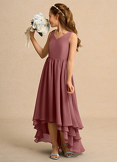 Azazie Kitten Junior Formal Jurken voor bloemenmeisjes A-Lijn Jurk van Chiffon Amethist image5