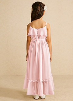 Azazie Karmen Flower Girl Dresses Blushing Pink A-Line Ruched Chiffon Dress image3