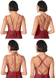 Azazie Farren Bridesmaid Dresses Pomegranate A-Line Pleated Chiffon Convertible Dress image9