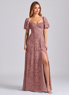 Azazie Mirian Suknie dla druhen Linia A Dekolt w kształcie serca Kwiatowe wypalenie Do ziemi Sukienka image1