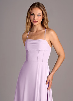 Azazie Carolyn Bridesmaid Dresses Frosted Lilac A-Line Pleated Chiffon Dress image2