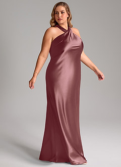 Azazie Doretta Bridesmaid Dresses Vintage Mauve Mermaid Bow Metallic Satin Dress image10