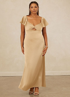 Christian Siriano Bridal for Azazie 1005 Bridesmaid Dresses Gold Sheath Sweetheart Neckline Stretch Satin Dress image12