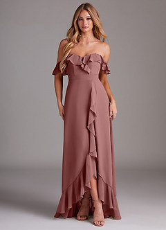 Azazie Lyra Bridesmaid Dresses Desert Rose A-Line Chiffon Convertible Dress image1