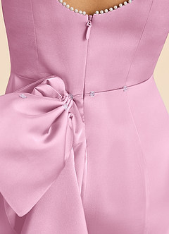 Azazie Emi Junior Candy Pink Sheath Bow Stretch Satin Dress image7