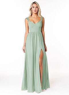 Azazie Cleobella Brautjungfernkleider A-Linie Herzchen Spitze Chiffon Kleid Agave image1