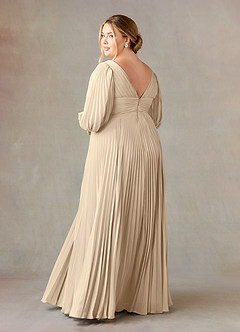 Azazie Zahara Mother of the Bride Dresses Champagne A-Line V-Neck Pleated Chiffon Dress image10