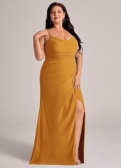 Azazie Deandra Brudtärnklänningar Klä av Sjöjungfru i Chiffong Plisserad Knäck image11