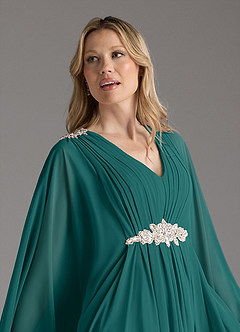 Azazie Drew Mother of the Bride Dresses Peacock A-Line Pleated Chiffon Dress image8