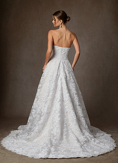 Azazie Layla Wedding Dresses Diamond White Ball-Gown Strapless Lace Dress image7