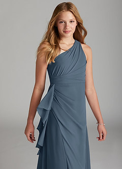 Azazie Maive Junior Neptune A-Line Pleated Chiffon Dress image4