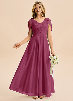 Azazie Emma Junior Robe Trapèze en Mousseline de soie Plissée Mûre image5