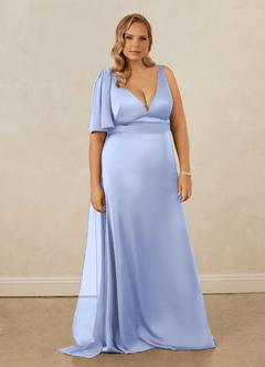 Christian Siriano Bridal for Azazie 1011 Final Sale Ice Mermaid Bow Stretch Satin Dress image11