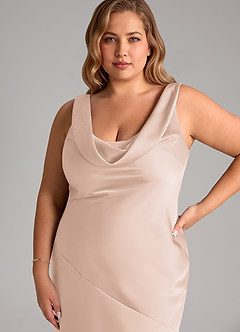 Azazie Rylina Bridesmaid Dresses Blushing Pink Mermaid Stretch Satin Dress image11