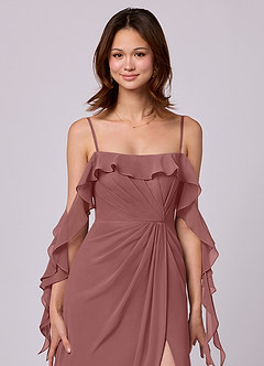 Barbie ♥ Azazie Bridesmaid Dresses Desert Rose A-Line Off the Shoulder Chiffon Convertible Dress image2
