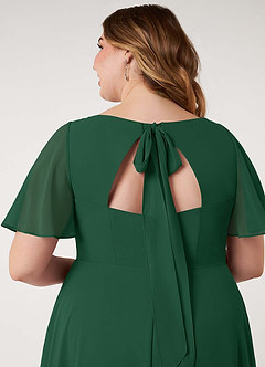 Azazie Kimber Vestidos de damas de honor Vestido de Verde Oscuro de Gasa de Corte en A con Manga volante image14