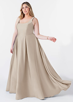 Azazie Neve Bridesmaid Dresses Frost Ball-Gown with Pockets Stretch Satin Dress image9