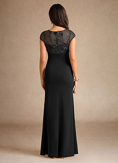 Azazie Santa Clarita Mother of the Bride Dresses Black Mermaid Sequins Stretch Crepe Dress image6