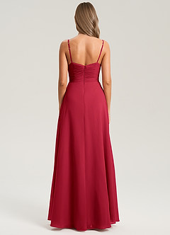 Azazie Terese Bridesmaid Dresses Scarlet A-Line Pleated Chiffon Dress image2