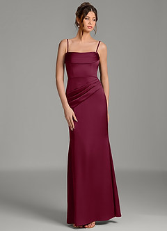 Azazie Alanis Brautjungfernkleider Wandelbar Meerjungfrau-Linie Korsett Stretch-Satin Kleid Maulbeerrot image6