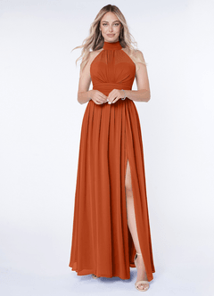 Azazie Iman At-home Try On Dresses Dusty Blue A-Line A-Line Ruched Chiffon Dress image1