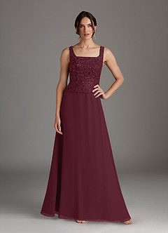 Azazie Cornelia Mother of the Bride Dresses Cabernet Sheath Square Neckline Sequins Chiffon Dress image5
