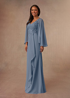 Azazie Perry Mother of the Bride Dresses Twilight Mermaid V-Neck Lace Chiffon Dress image2