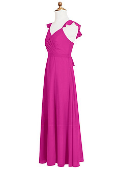 Azazie Emily Junior Fuchsia A-Line Ruched Chiffon Dress image7