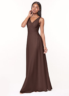 Azazie Nala Bridesmaid Dresses Ganache A-Line Pleated Chiffon Dress image3
