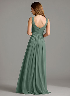 Azazie Keyla Bridesmaid Dresses Eucalyptus A-Line Pleated Mesh Dress image2