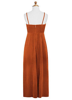 Azazie Solange Junior Burnt Orange A-Line Velvet Dress image8