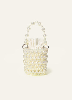 front Pearl Bucket Bag with Dual Detachable Straps