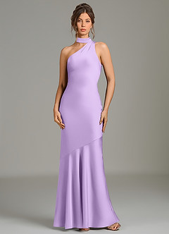 Azazie Jalissa Bridesmaid Dresses Lilac Mermaid One Shoulder Stretch Satin Dress image1