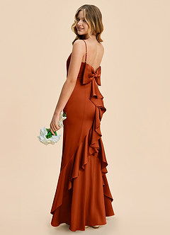 Azazie Lioren Junior Paprika Sheath Bow Stretch Satin Dress image3