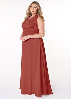Azazie Fifi Bridesmaid Dresses Terracotta A-Line Strapless Chiffon Convertible Dress image15
