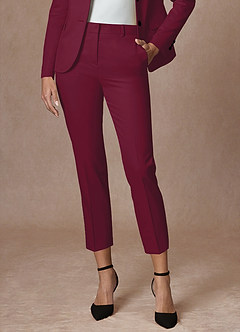 Whitney Burgundy Refined Weave Performance  Cropped Dress Pants