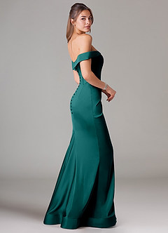 Azazie Everly Vestidos de damas de honor Vestido de Pavo Real de Satén Elástico de Corte Sirena Convertible con Vestidos sin tirantes image4