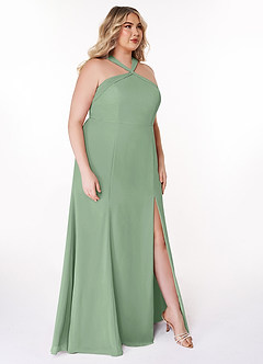 Azazie Rue Bridesmaid Dresses Matcha A-Line Halter Chiffon Dress image10