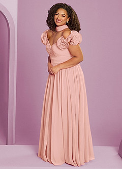 Barbie ♥ Azazie Bridesmaid Dresses Rosette A-Line Off the Shoulder Chiffon Convertible Dress image14