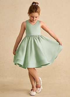 Azazie Julietta vestidos de niña de las flores Vestido de Salvia Polvorienta de Tul de Princesa con Convertible image4