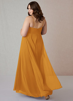Azazie Emerald Bridesmaid Dresses Butterscotch A-Line Ruffled Chiffon Dress image8