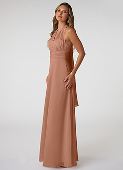 Azazie Fifi Robes de demoiselle d'honneur Robe Trapèze Convertible en Mousseline de soie Sans bretelle Bronze image5