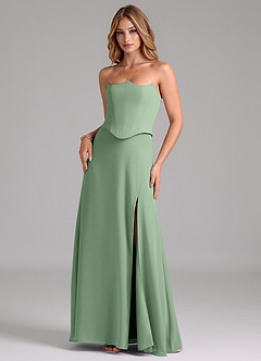 Azazie Jenilyn Bridesmaid Dresses Matcha A-Line Strapless Chiffon Dress image3