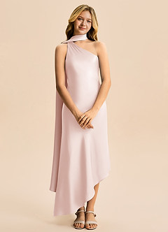 Azazie Briony Junior Etui Plissee Stretch-Satin Kleid Zartrosa image7