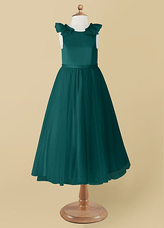 Azazie Dolly Flower Girl Dresses Peacock A-Line Bow Tulle Dress image7