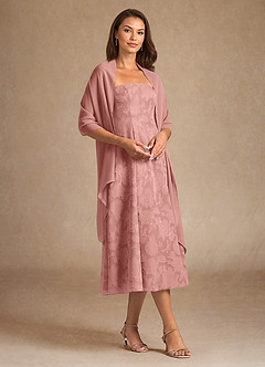 Azazie Lorain Abiti per la Madre della Sposa Abito A-Line in Burnout Floreale Plissettato Rosetta image4
