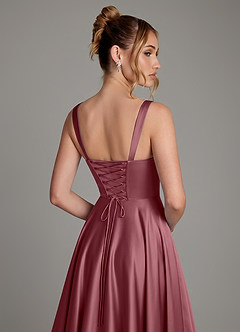 Azazie Azaria Brautjungfernkleider Eine Linie Korsett Stretch-Satin Kleid Wüstenrose image2
